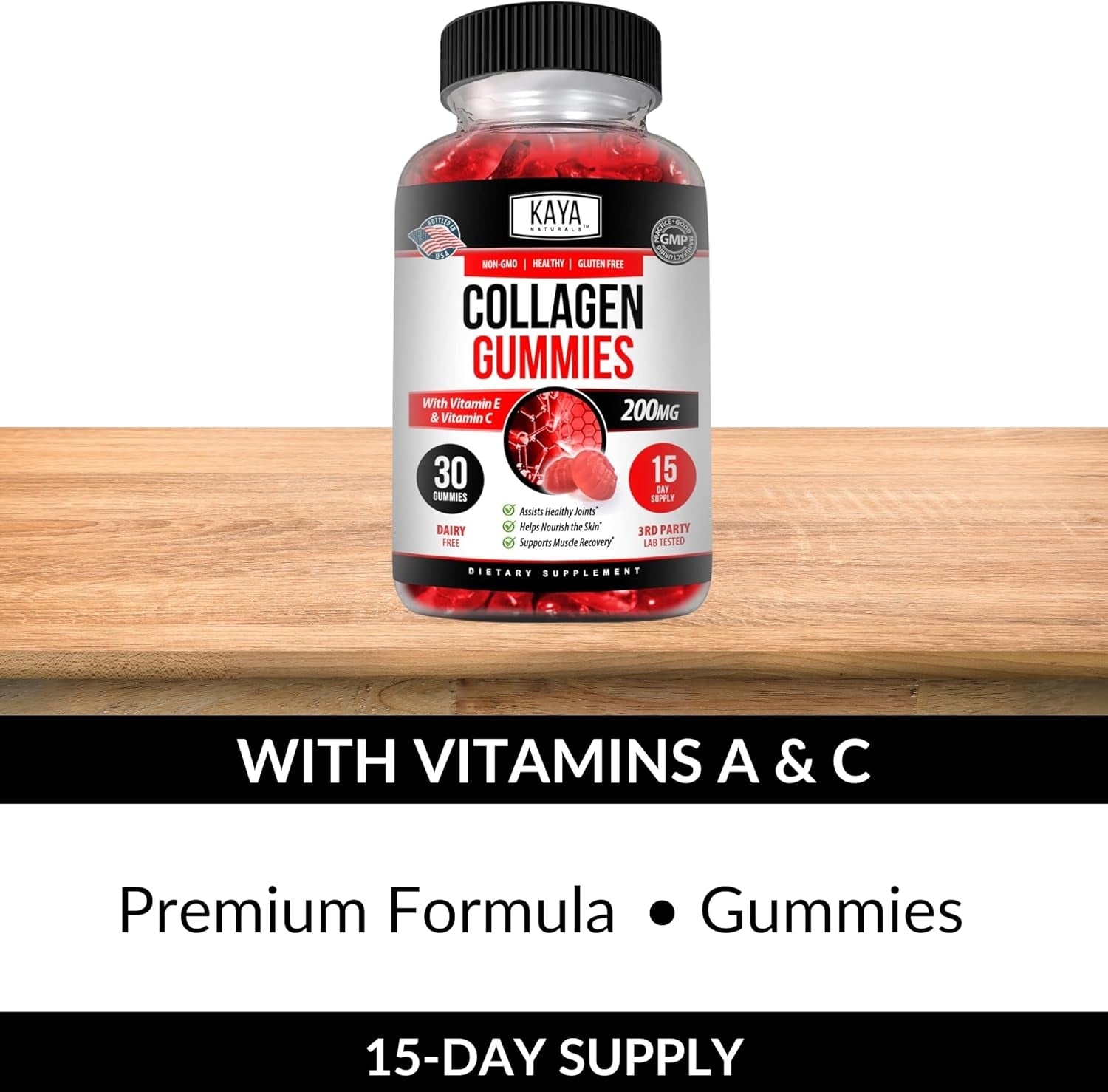 Naturals Collagen Gummies for Men & Women Supplement | Nature Made Gummies - 1000Mg of Hydrolyzed Collagen, Vitamin C, Selenium & Biotin, Strawberry Flavor - 30 Count