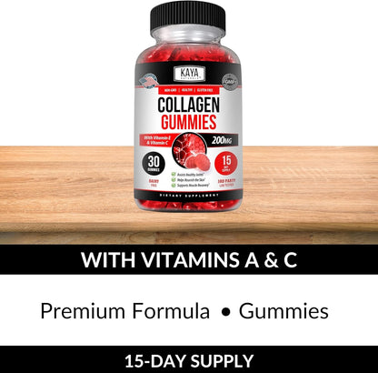 Naturals Collagen Gummies for Men & Women Supplement | Nature Made Gummies - 1000Mg of Hydrolyzed Collagen, Vitamin C, Selenium & Biotin, Strawberry Flavor - 30 Count