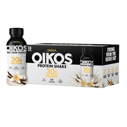 Oikos 30G Protein Shake, Vanilla, 12 Fl Oz, 18-Pack