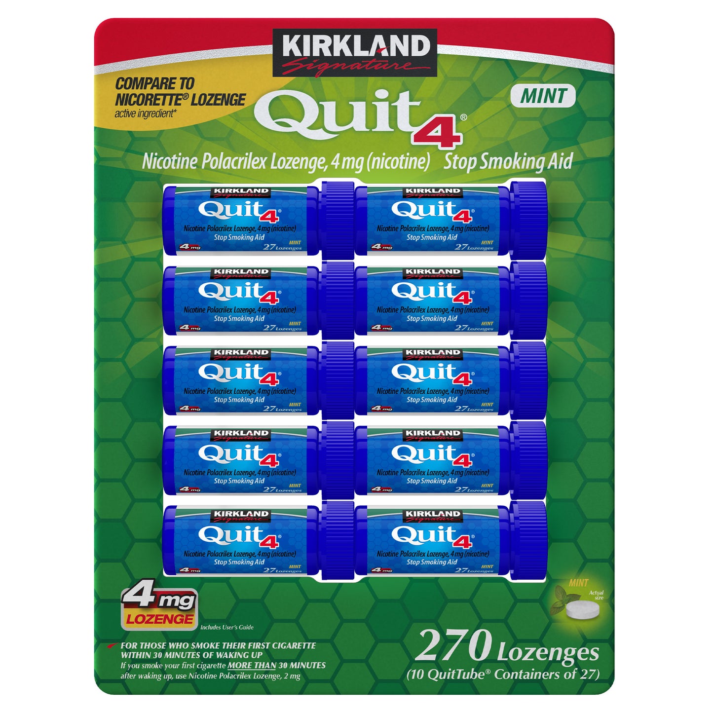 Kirkland Signature Quit, 2Mg or 4Mg, Mint Lozenges, 270 Pieces