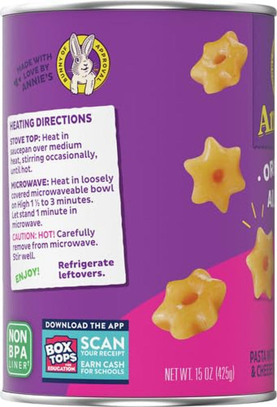 Annie'S Organic All Stars, Canned Pasta in Tomato & Cheese Sauce, 15 Oz.