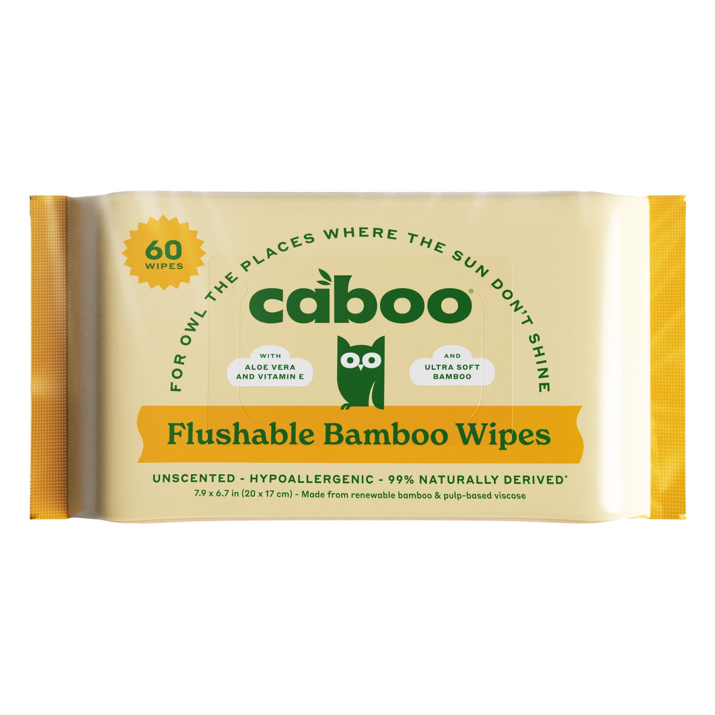 Caboo Unscented Flushable Bamboo Wipes, 480 Wipes