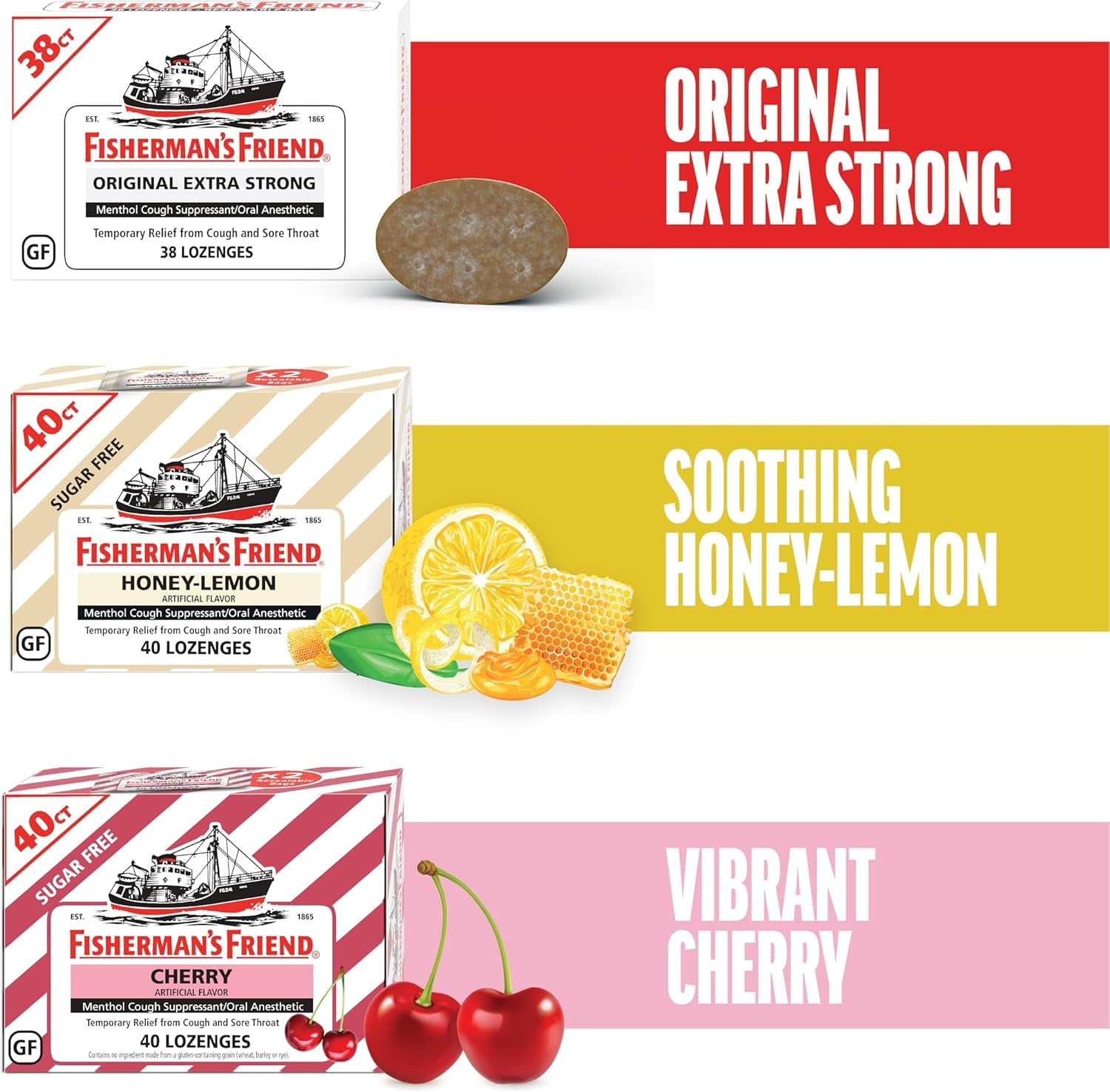 Fisherman'S Friend Cough Drops, Cough Suppressant and Sore Throat Lozenges, Original Extra Strong, 10Mg Menthol, 228 Drops (6 Packs of 38)