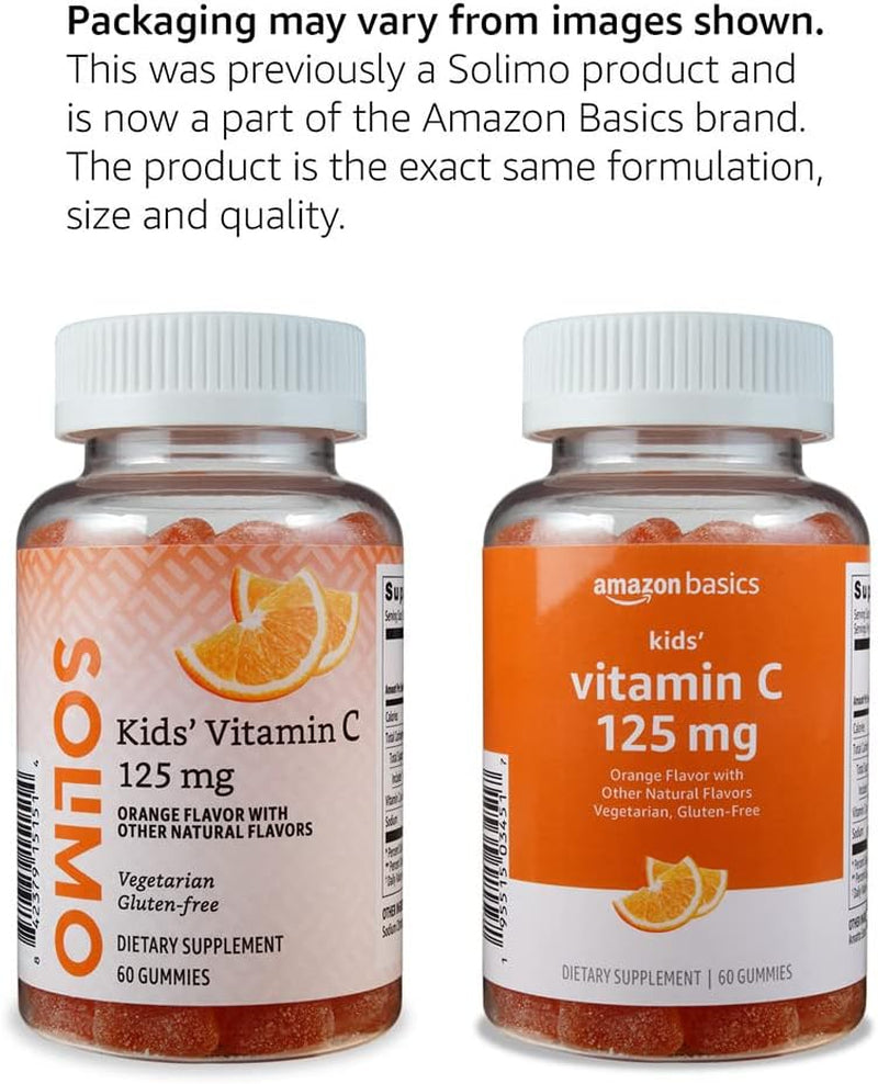 Kids' Vitamin C 125Mg Gummies, Orange, 60 Count, Immune Health, 2 Month Supply (Previously Solimo)