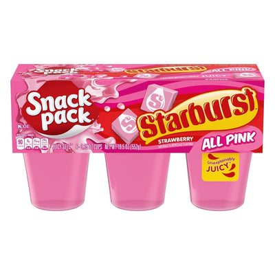 Snack Pack Pink STARBURST Flavored Juicy Gels Cups, 3.25 Oz, 6 Count