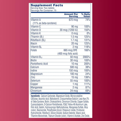 One a Day Proactive 65+, Mens & Womens Multivitamin, Supplement with Vitamin A, C, D, and Zinc to Support Bone Health & Cell Health, Calcium, Folic Acid, Tablet 150 Count