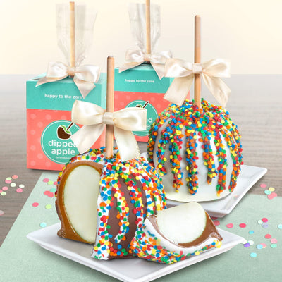 Home Delivery Birthday Chocolate Dipped Caramel Apples Pair 2 Piece Set 