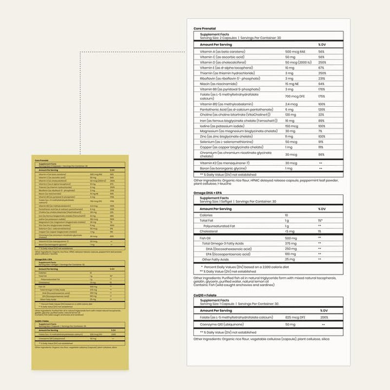 Perelel Conception Support Pack, Prenatal Multivitamin with DHA Omega 3, COQ10 & Folate, Supports Fertility Wellness for Women, Soy & Gluten Free, Non GMO, 30 Daily Pill Packs