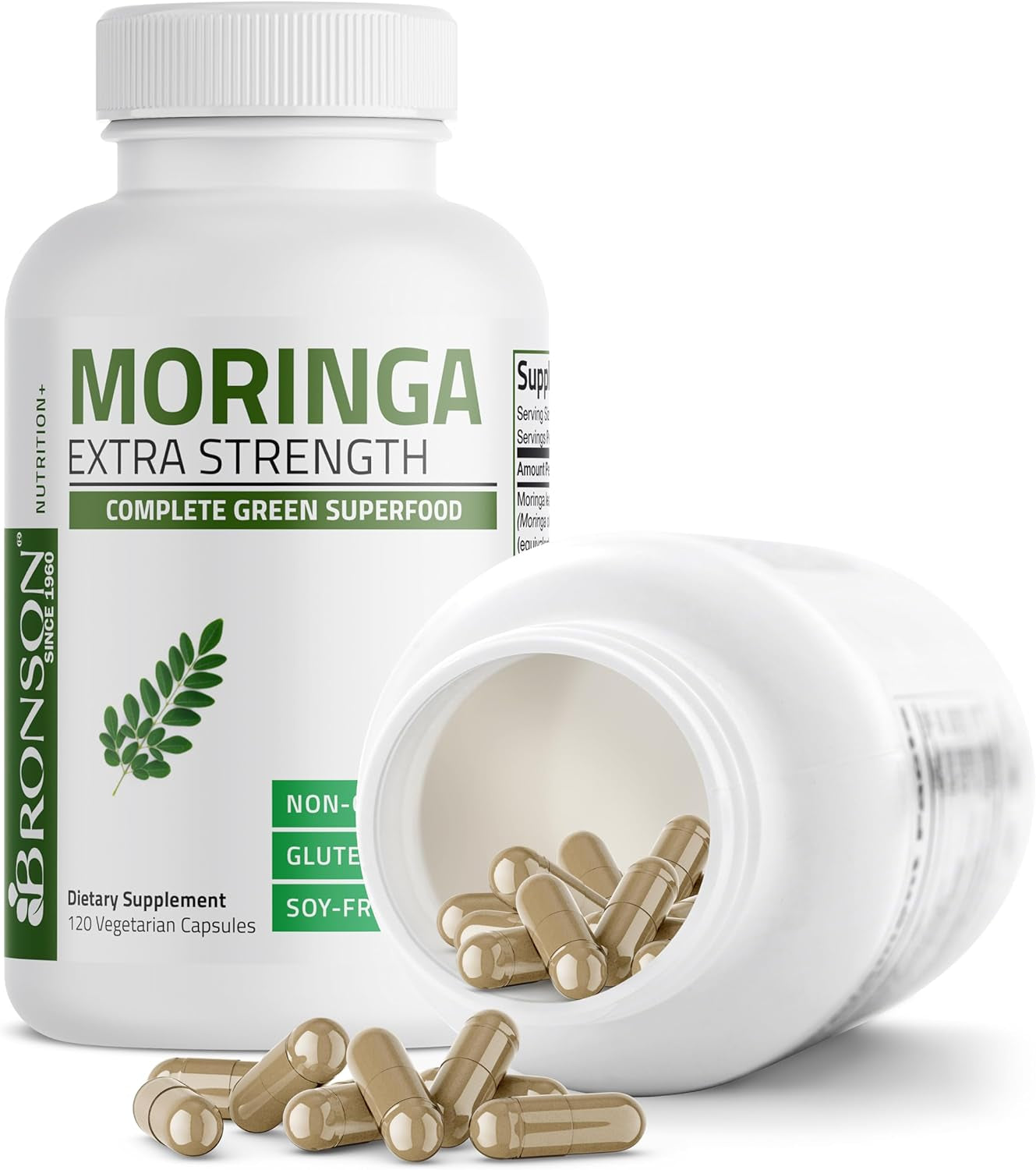 Bronson Moringa Extra Strength Capsules Moringa Oleifera Powder, 120 Count