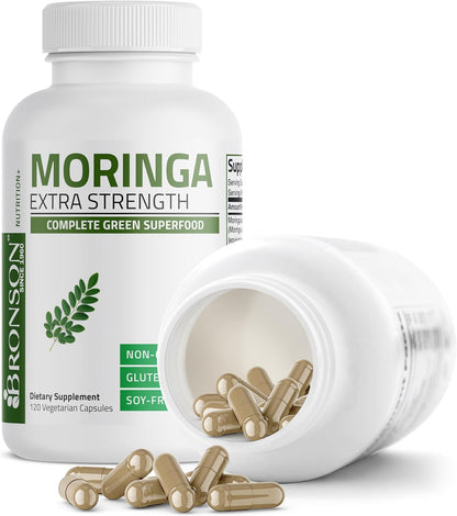 Bronson Moringa Extra Strength Capsules Moringa Oleifera Powder, 120 Count