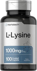 L-Lysine 1000Mg | 100 Coated Caplets | Free Form Dietary Supplement | Essential Amino Acid | Vegetarian, Non-Gmo, and Gluten Free Formula