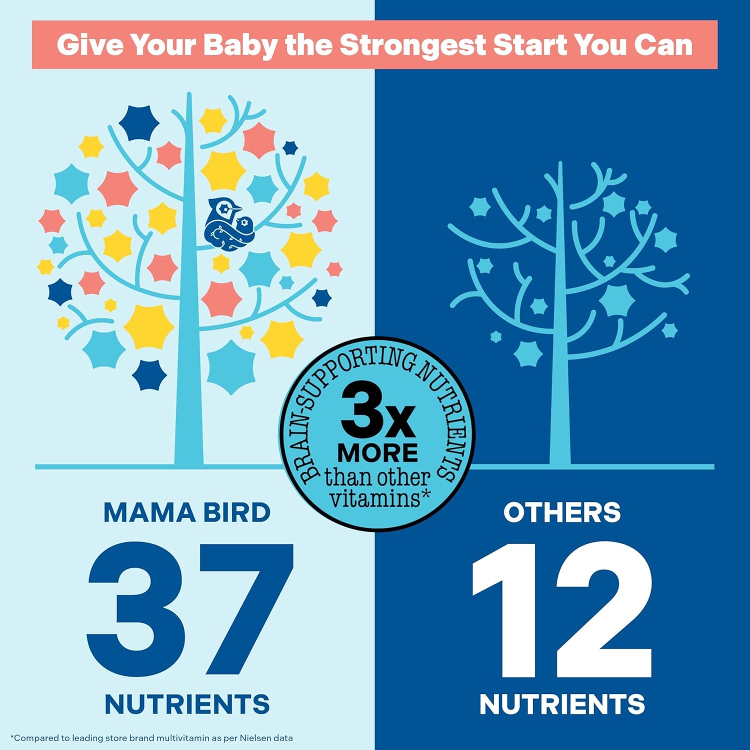 Mama Bird - Prenatal Multi+ (30 Servings) Prenatal Vitamins for Women - 30+ Essential Nutrients, Baby Brain Health - L-Methylfolate & Probiotics, Methylated Multivitamin - Vegan, Gluten Free, Non GMO