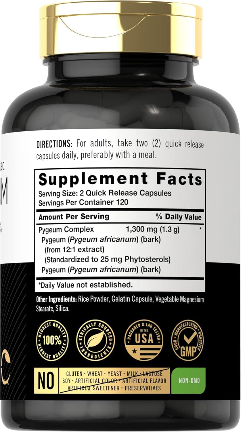 Carlyle Pygeum Supplement 1300Mg | 240 Capsules | Non-Gmo, Gluten Free | Africanum Bark Extract Supplement