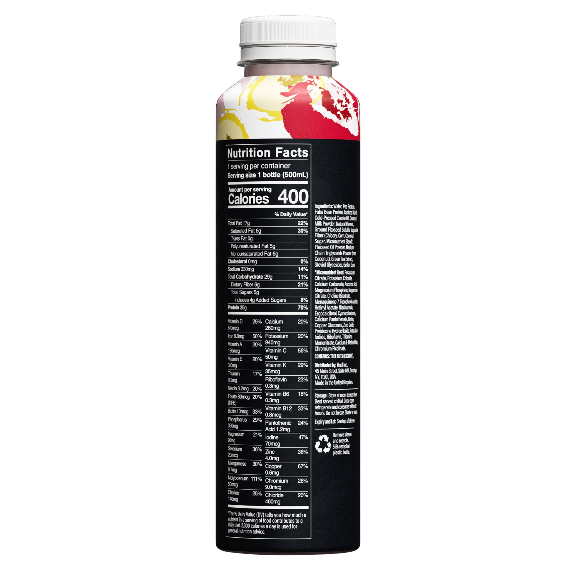 Huel Black Edition High-Protein Strawberry Banana Meal  Drink, 16.9 Fl Oz, 12-Pack
