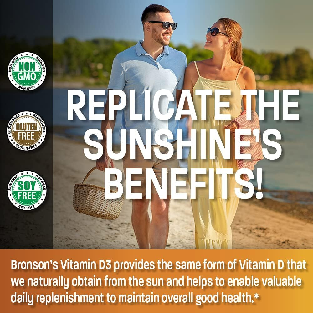 Bronson Vitamin D3 10,000 IU (250 Mcg) High  - Supports Healthy Immune System, Strong Bones, Muscles & Teeth - Non GMO, 360 Softgels (1 Year Supply)