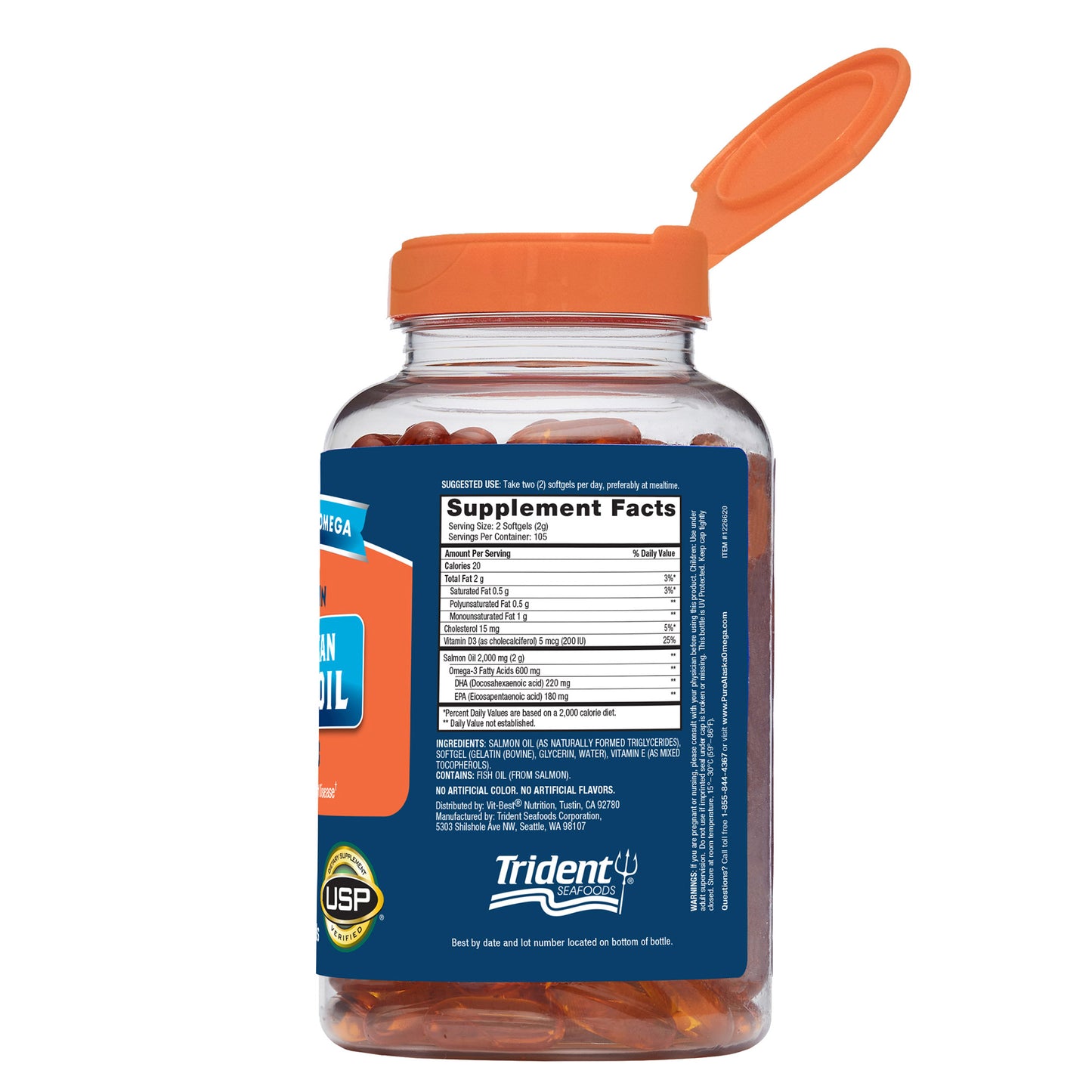 Pure Alaska Omega Wild Salmon Oil 1000 Mg, 210 Softgels