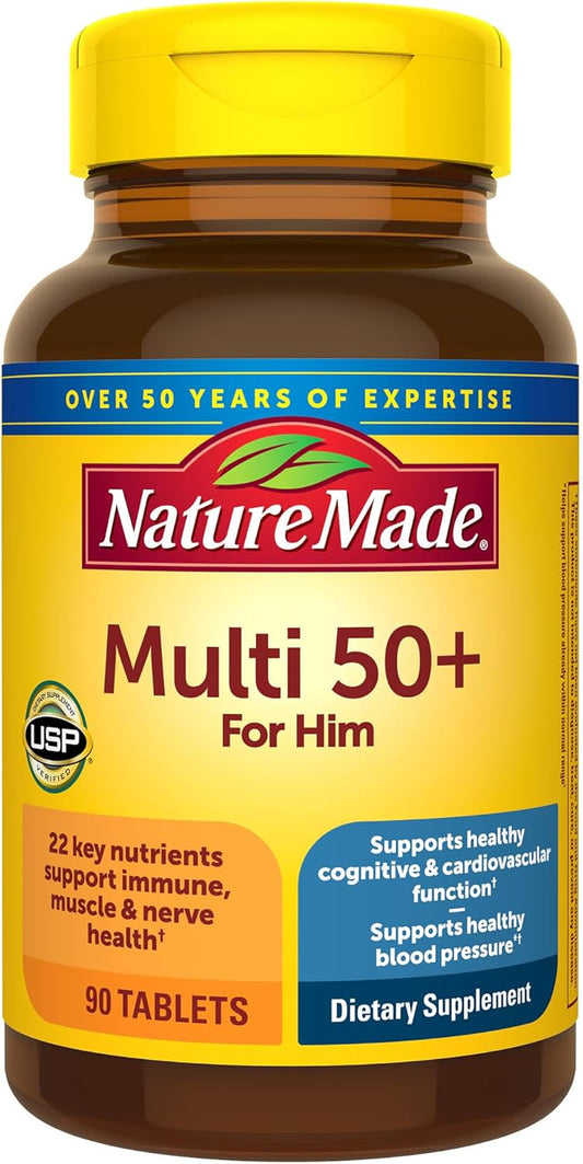Nature Made Multivitamin for Men over 50, Mens Multivitamins 50 Plus, Daily Nutritional Support, Nature Made Multi Vitamins, 90 Tablets, 90 Day Supply