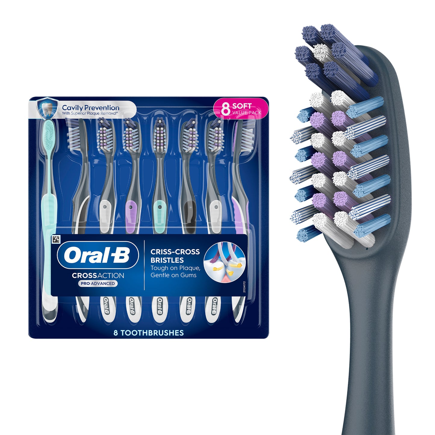 Oral-B Crossaction Advanced Soft Bristle Toothbrush, 8-Pack
