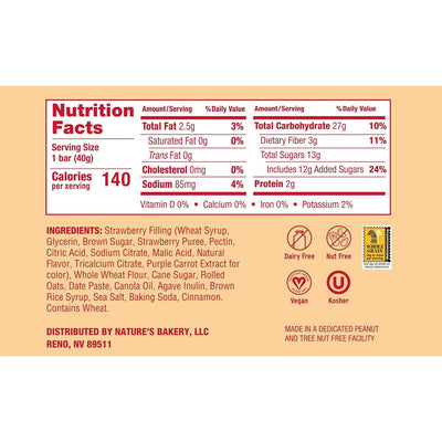 Nature'S Bakery Oatmeal Crumble Strawberry Bars, 1.41 Oz, 6 Ct