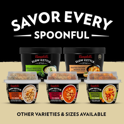 Campbell'S Slow Kettle Style Roasted Chicken Noodle Soup with White Meat Chicken, 15.5 Oz. Tub