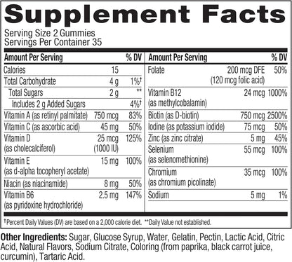 Olly Teen Girl Multi Gummy, Healthy Skin and Immune Support, 15 Essential Vitamins, Biotin, Zinc, Calcium, Chewable Multivitamin, Berry Melon, 35 Day Supply, 70 Count
