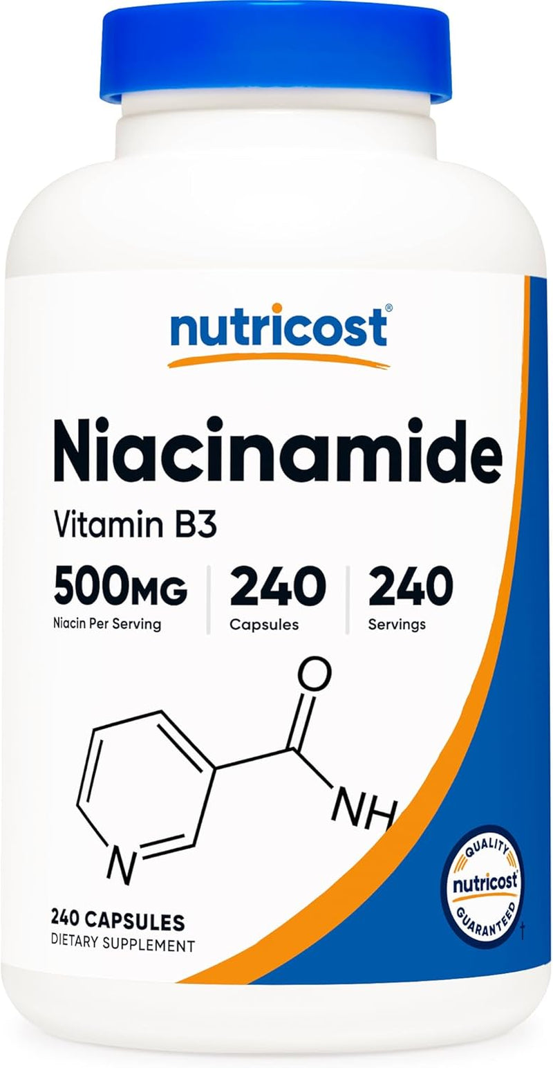 Niacinamide (Vitamin B3) 500Mg, 240 Capsules - Non-Gmo, Gluten Free, Flush Free Vitamin B3