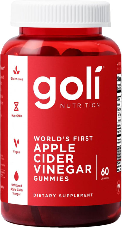 Goli Apple Cider Vinegar Gummy Vitamins - 60 Count - Vitamin B12, Gelatin-Free, Gluten-Free, Vegan & Non-Gmo