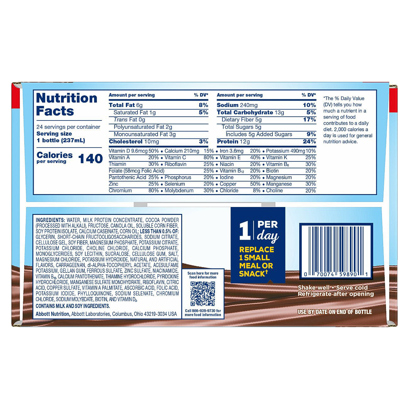 Glucerna Original Diabetic Nutrition Shake, 8 Fl Oz, 24-Pack, Chocolate