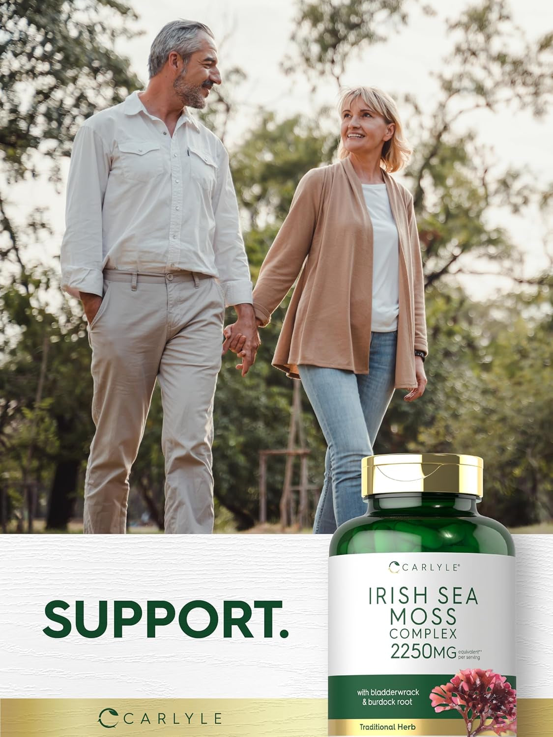 Carlyle Irish Sea Moss Capsules 2250Mg | 150 Count | Complex Formula with Bladderwrack & Burdock Root | Non-Gmo & Gluten Free