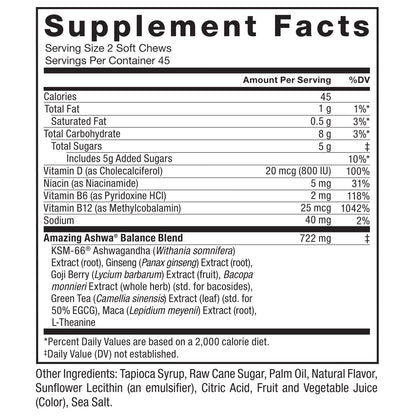Force Factor Amazing Ashwa, Triple Berry, 90 Soft Chews