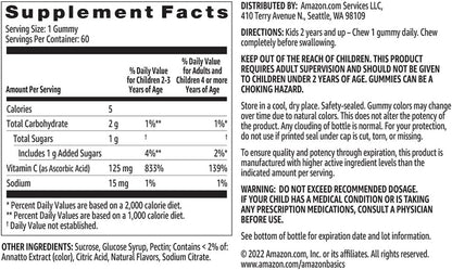 Kids' Vitamin C 125Mg Gummies, Orange, 60 Count, Immune Health, 2 Month Supply (Previously Solimo)