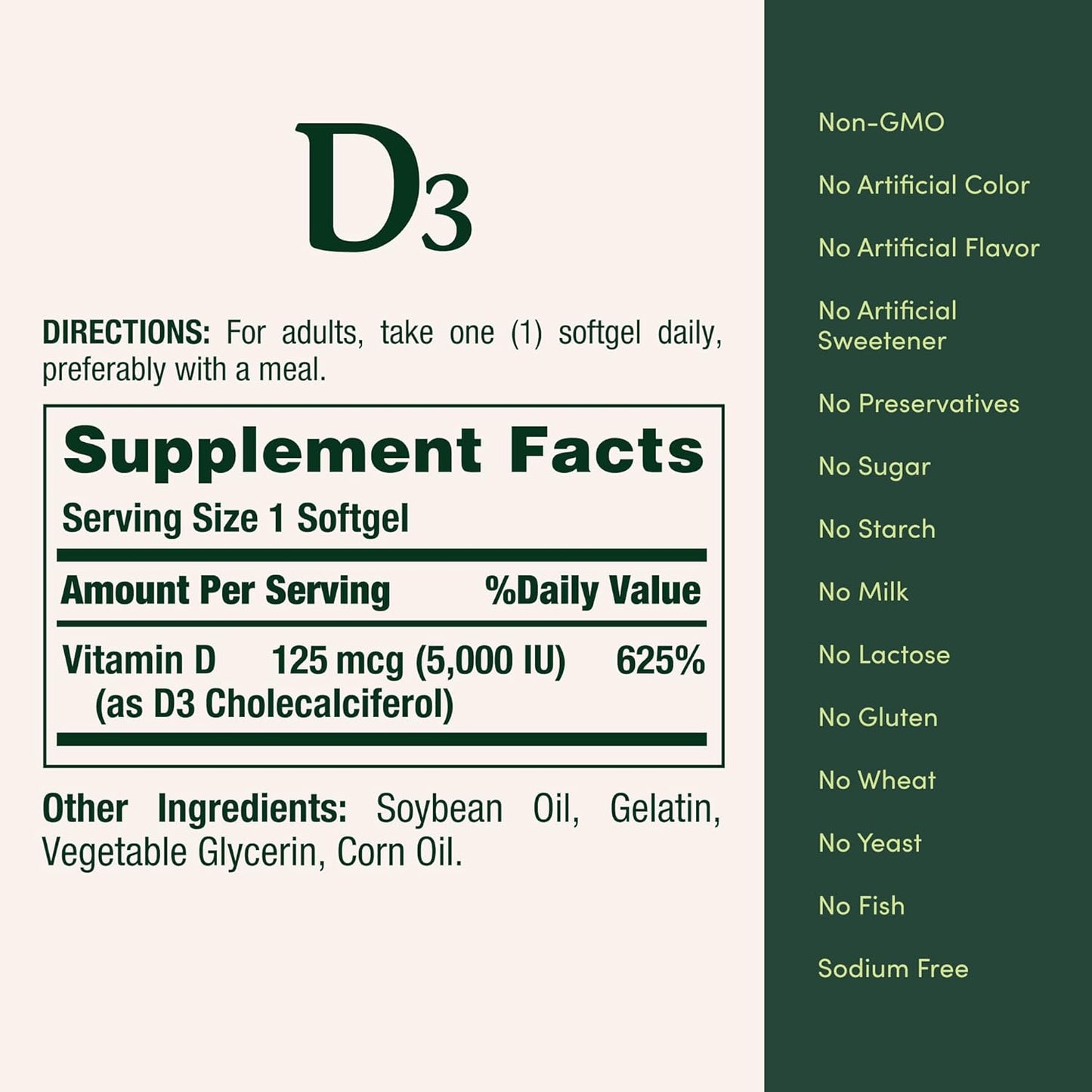 Nature'S Bounty Vitamin D3 5000 IU Softgels, Rapid Release, Immune Support, Vitamin D Supplements, 240 Ct