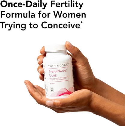 Theralogix Theranatal Core Preconception Vitamin Supplement - 90-Day Supply - Prenatal Vitamins & Fertility Supplement for Women with Folate, Vitamin D3, Choline & More* - NSF Certified - 90 Tablets