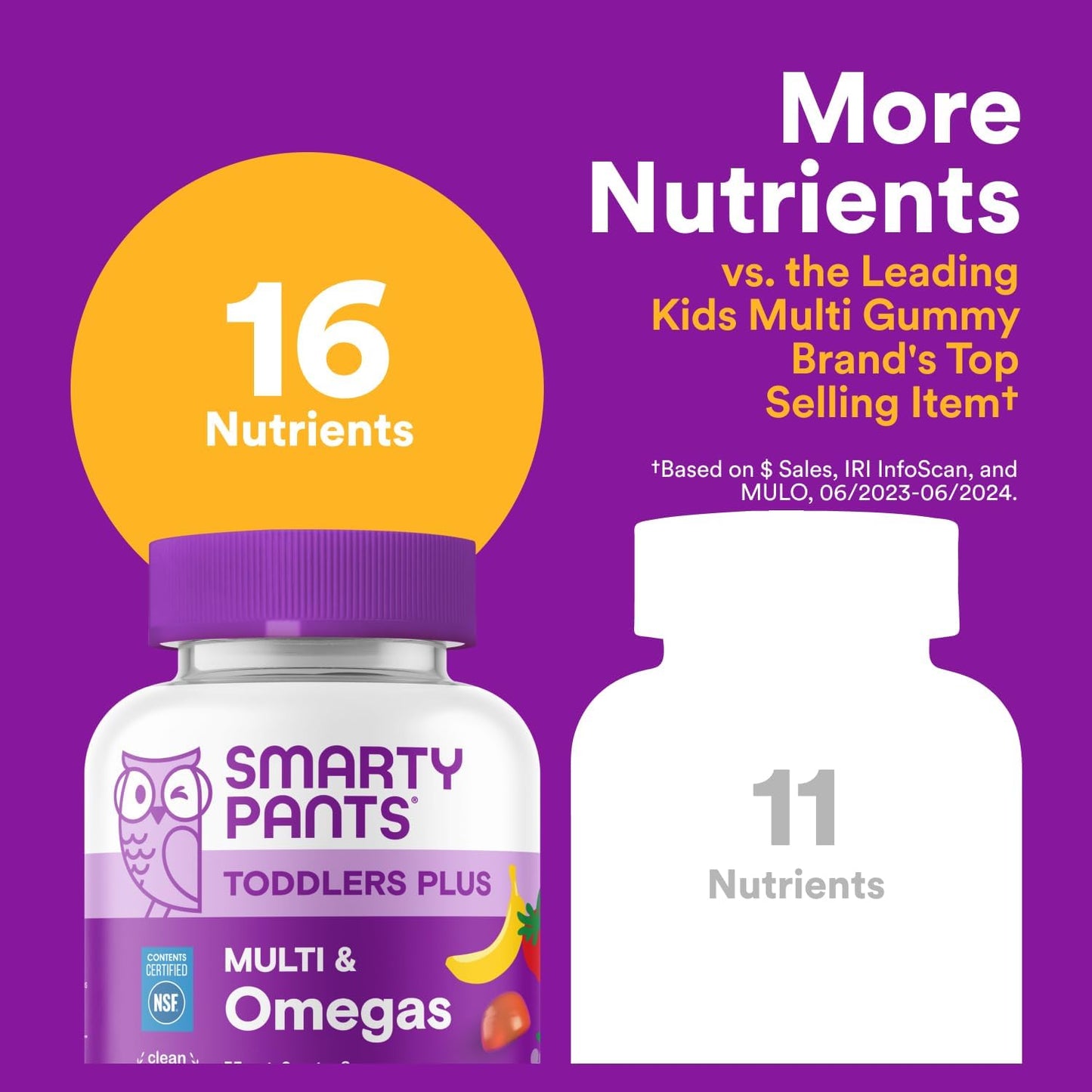 Smartypants Toddler Multivitamin Gummies - Improved Formula: Omega 3 (DHA/EPA), Vitamins D3, C, Vitamin B12, B6, A, K & Zinc, Biotin, Gluten Free, Three Fruit Flavors, 60 Count (30 Day Supply)