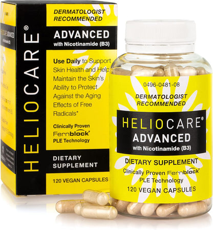 Heliocare Advanced Niacin B3 Supplement: Fernblock PLE Extract 240Mg per Serving - Supports Skin Cell Health W/Antioxidant Rich Vitamin B3 Niacin 500 Mg - 120 Vegan Capsules