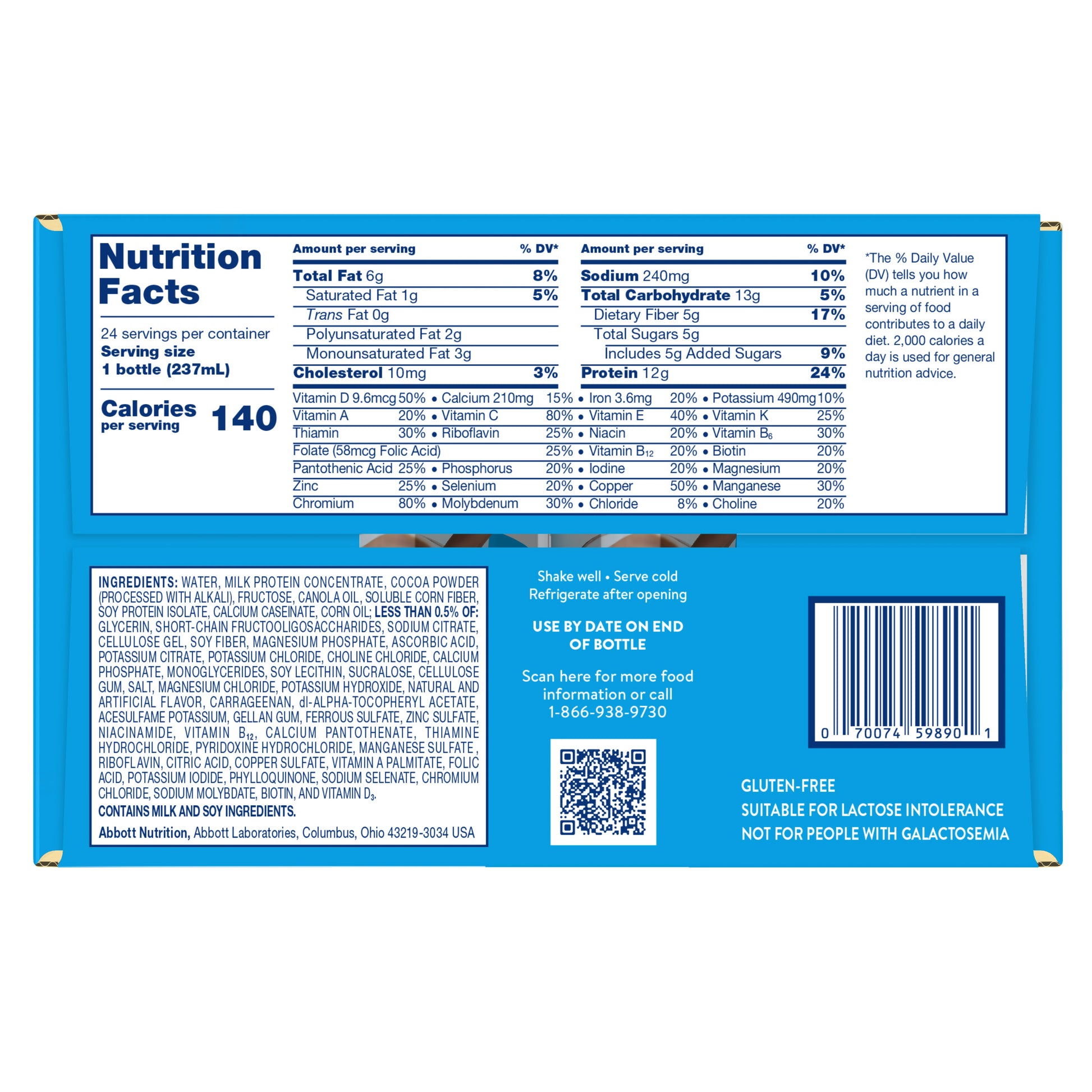 Glucerna Original Diabetic Nutrition Shake, 8 Fl Oz, 24-Pack, Chocolate