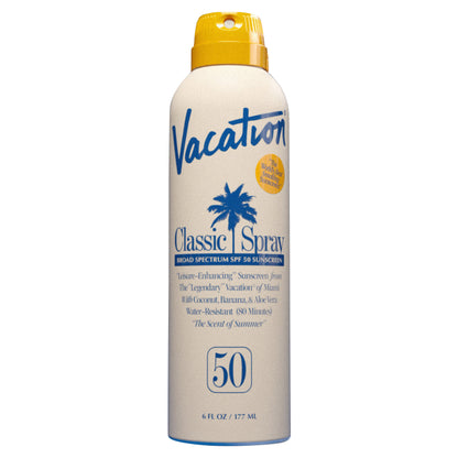 Vacation Classic Spray SPF 50, 6 Oz, 2-Pack and Air Freshener Bundle