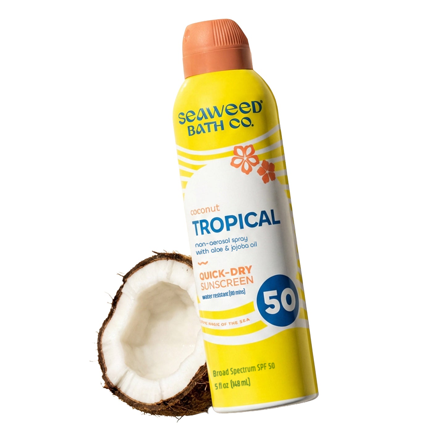 Seaweed Bath Co. Tropical Quick-Dry Sunscreen Spray SPF 50, 5 Oz, 6-Pack