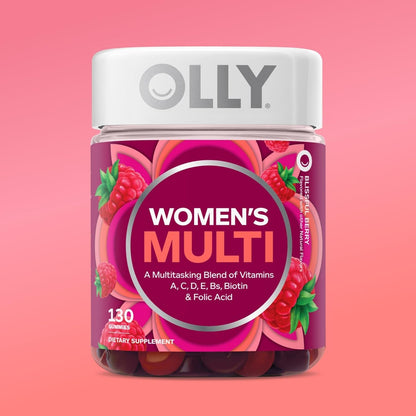 OLLY Women'S Daily Multivitamin Gummy, Vitamins A, D, C, E, Biotin, Folic Acid, Adult Chewable Vitamin, Berry Flavor, 65 Day Supply - 130 Count