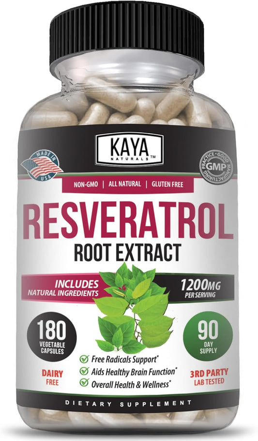 Naturals - Resveratrol Capsules - anti Aging Supplement - Antioxidants with Brain Support - Maximum Benefits - 180 Veggies Capsules