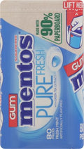 Mentos Pure Sugar-Free Chewing Gum with Xylitol, Mint, in a Recyclable 90% Paperboard Bottle, 80 Piece (Pack of 1)