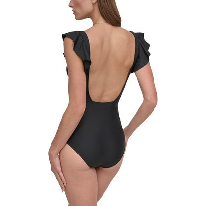 DKNY Women'S Ruffle Sleeve One-Piece Swimsuit