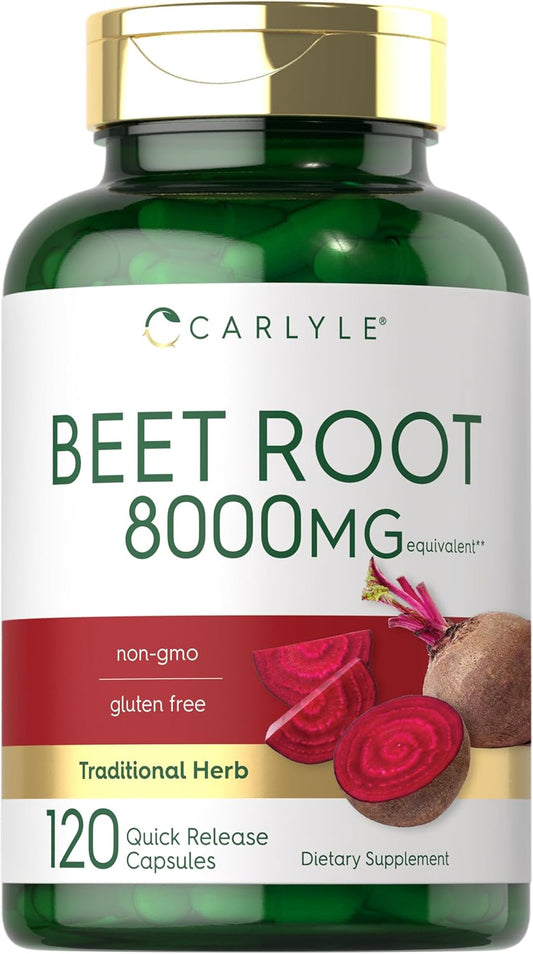 Carlyle Beet Root Capsules | 8000 Mg | 120 Count | Non-Gmo and Gluten Free Supplement