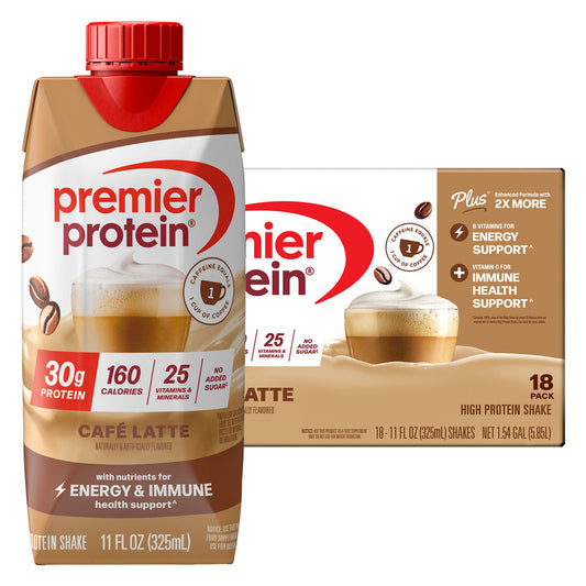 Premier 30G Protein plus Energy and Immune Support Shakes, Cafe Latte, 11 Fl Oz, 18-Pack