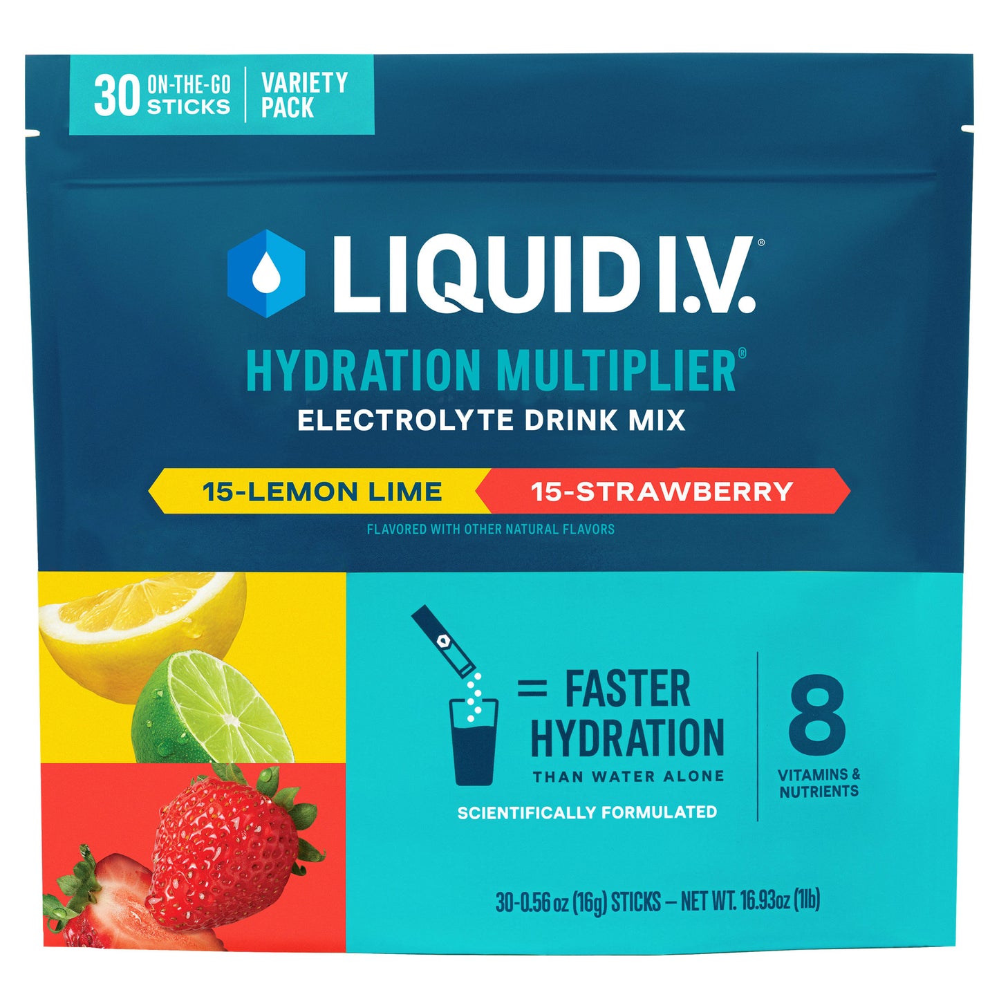 Liquid I.V. Hydration Multiplier, 30 Individual Serving Stick Packs in Resealable Pouch, Variety Pack