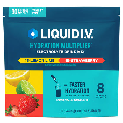 Liquid I.V. Hydration Multiplier, 30 Individual Serving Stick Packs in Resealable Pouch, Variety Pack