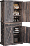 Kitchen Pantry Storage Cabinet, 72'' with Large Drawer and Adjustable Shelves, Dark Rustic Oak