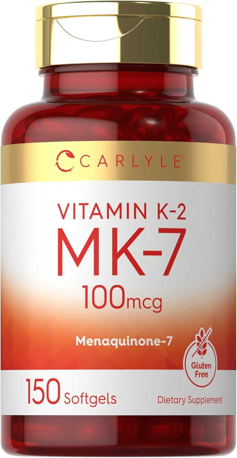 Carlyle Vitamin K2 MK7 100 Mcg | 150 Softgels | Non-Gmo, Gluten Free Supplement