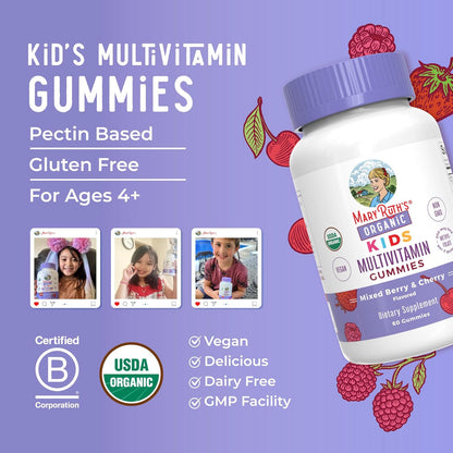Maryruth Organics Kids Vitamins | Multi | 1 Month Supply | Multivitamin Gummies for Ages 4+ | Multivitamin for Kids | Vegan | Only 2 Gummies a Day | 60 Count