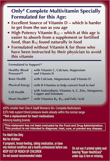 One a Day Proactive 65+, Mens & Womens Multivitamin, Supplement with Vitamin A, C, D, and Zinc to Support Bone Health & Cell Health, Calcium, Folic Acid, Tablet 150 Count